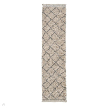 Boho 5413 Modern Moroccan Berber Soft Plush Shaggy Cream Runner-Think Rugs-Rug Love - The Most Loved Rug Store
